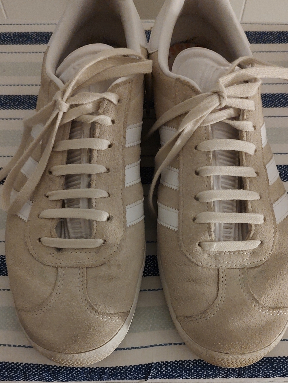 adidas Beige and White Suede Gazelle Sneakers